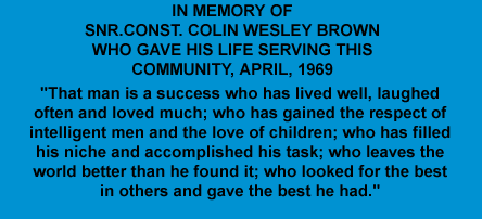 Wording of Plaque dedicated by  the people of Dayboro to Senior Constable Brown